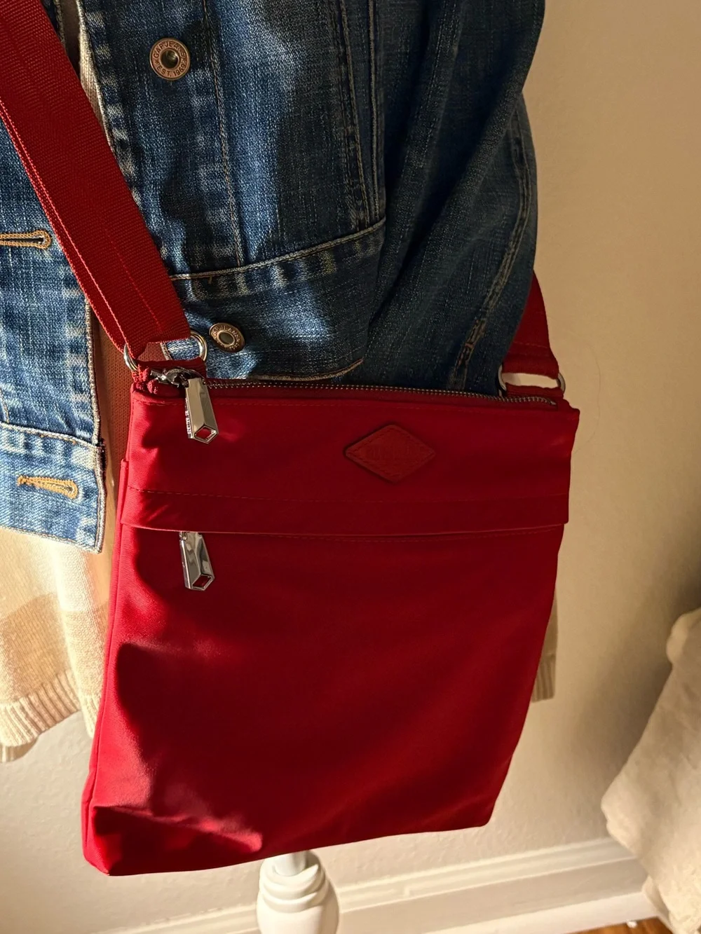 MZ Wallace Red Nylon Crossbody Messenger Bag